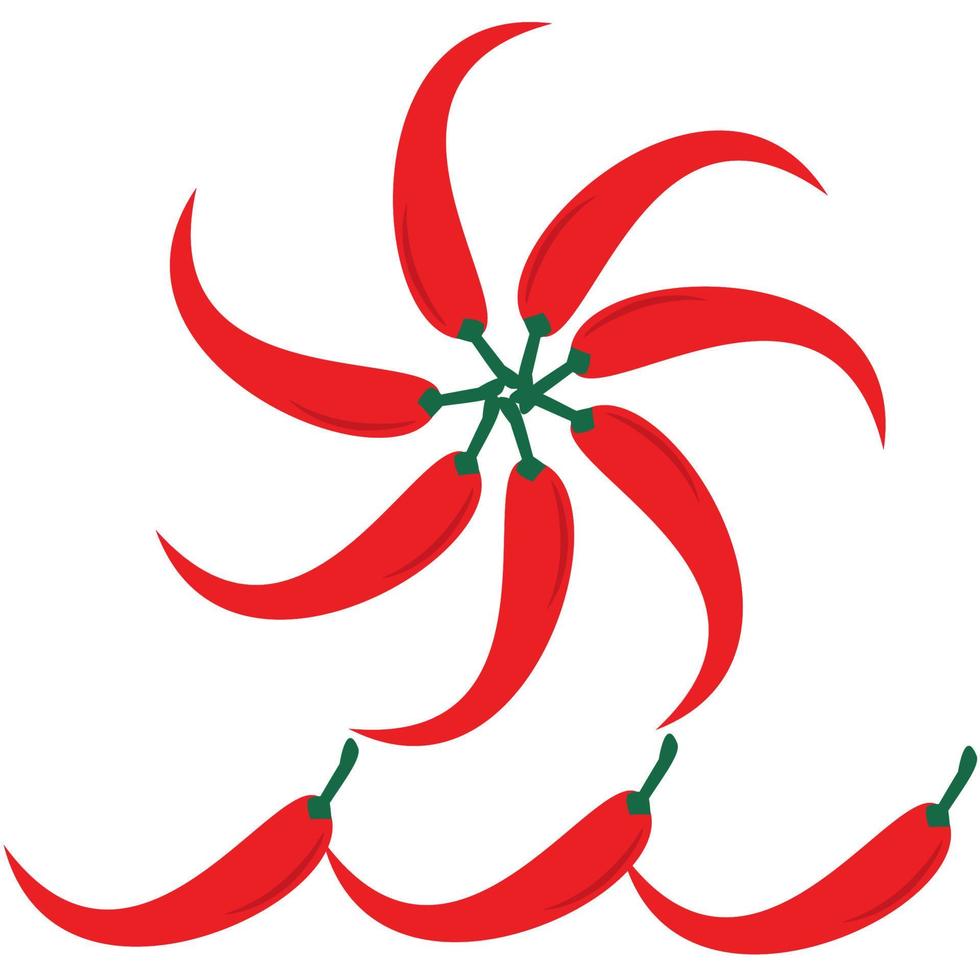 Nahaufnahme von würzigem Chili. Hot Red Chili, Cartoon Chili oder Chili Illustration, Paprika Symbol Zeichen Vektor isoliert auf weißem Hintergrund