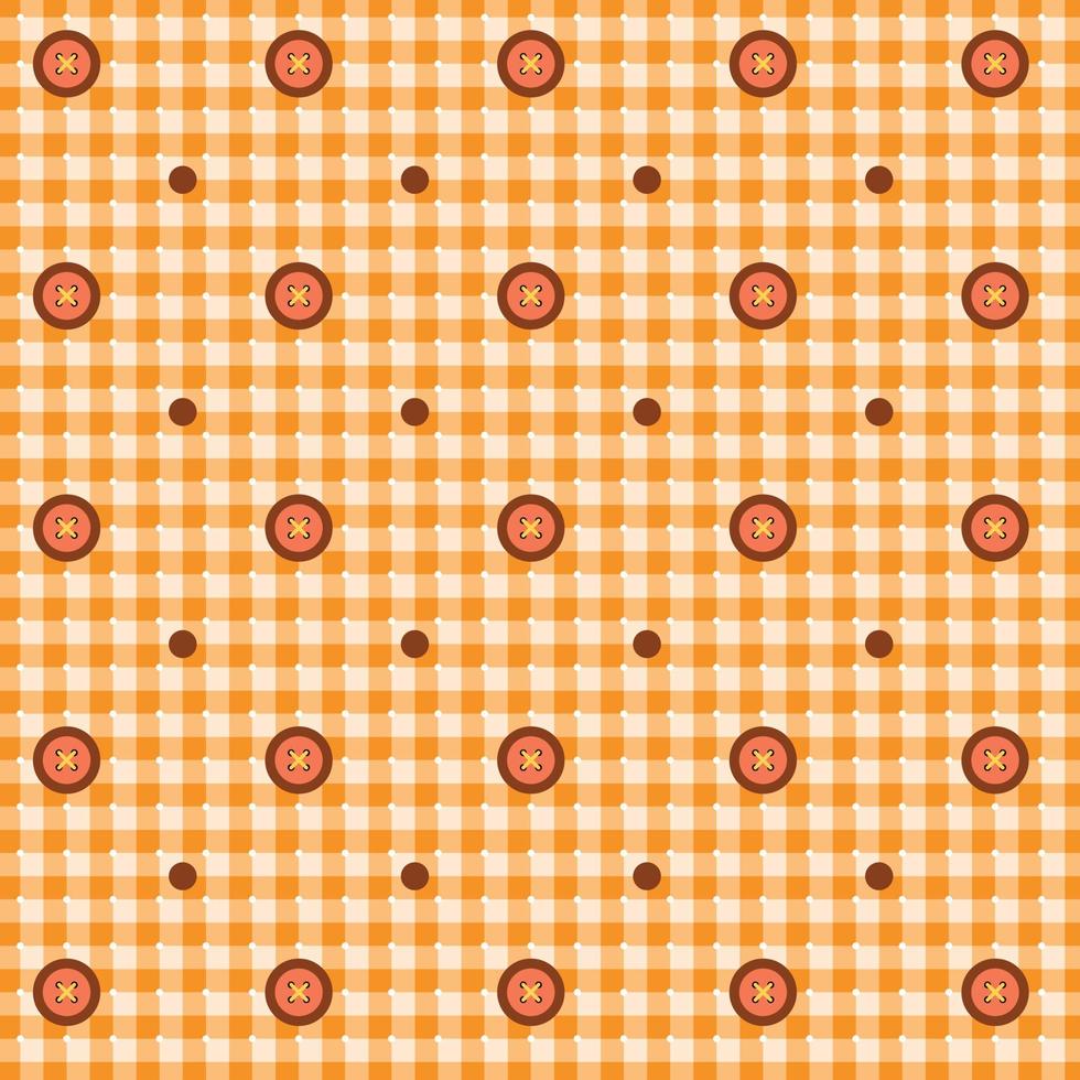 Gingham Musterdesign. orange Tartan-Hintergründe mit Knöpfen für Tischdecken, Kleider oder andere Textildesigns vektor