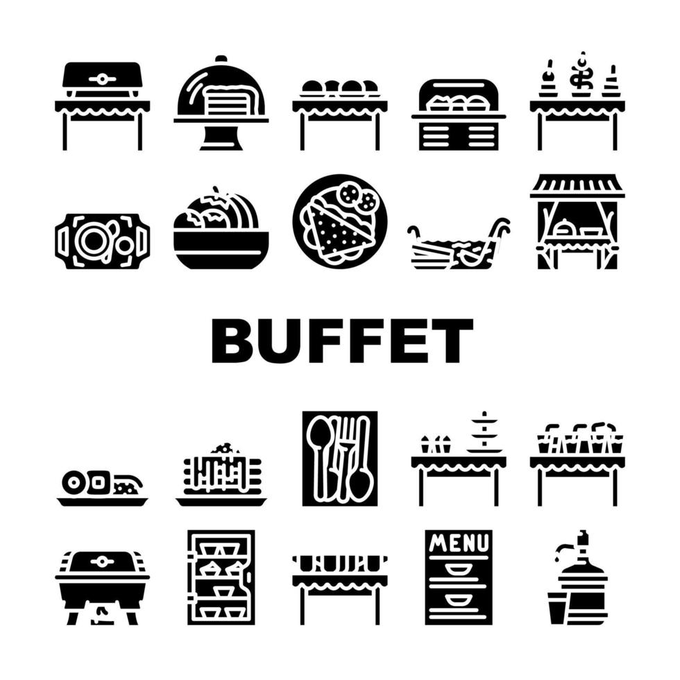 Buffet-Essen und Getränke-Sammlung Symbole Set Vektor