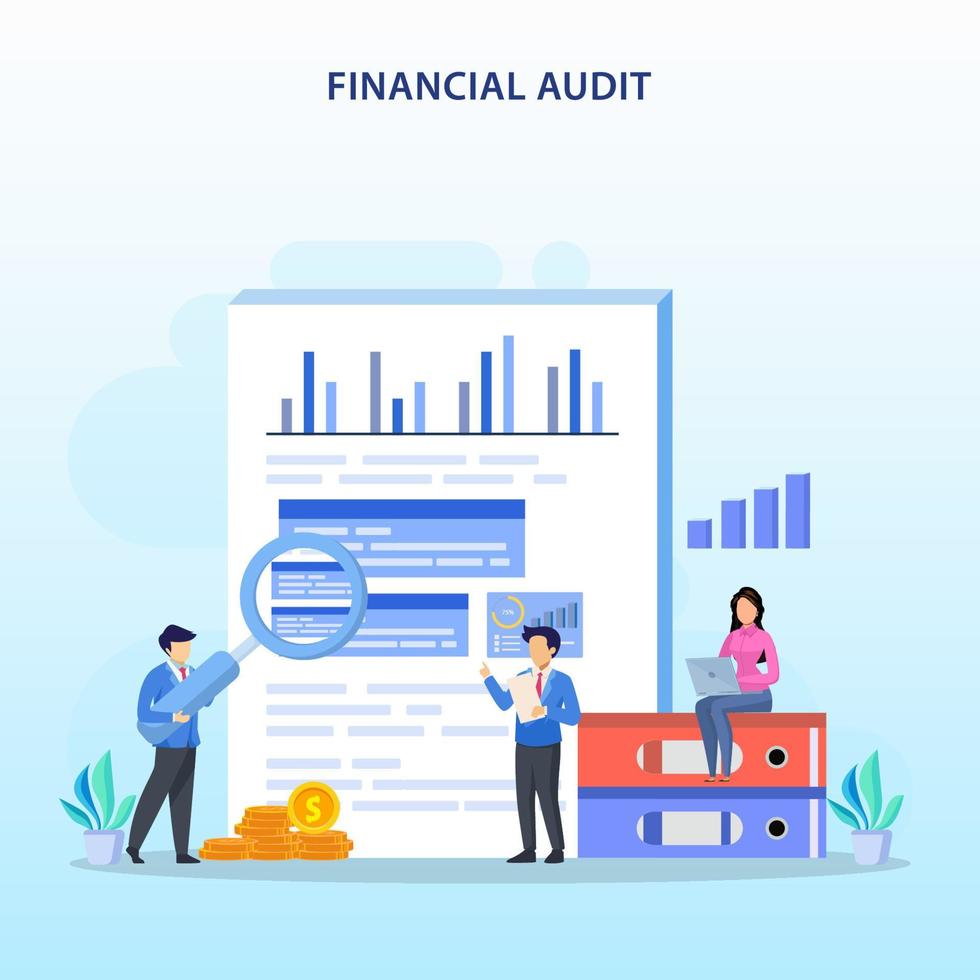 finansiell revision koncept. ledningskalkyl, finansiell redovisning eller revisionsskattetjänst. vektor illustration