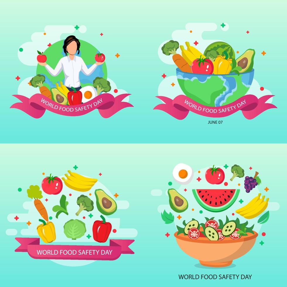 Welttag der Lebensmittelsicherheit Feierkarte Vektor Design Illustration. flacher Vektor