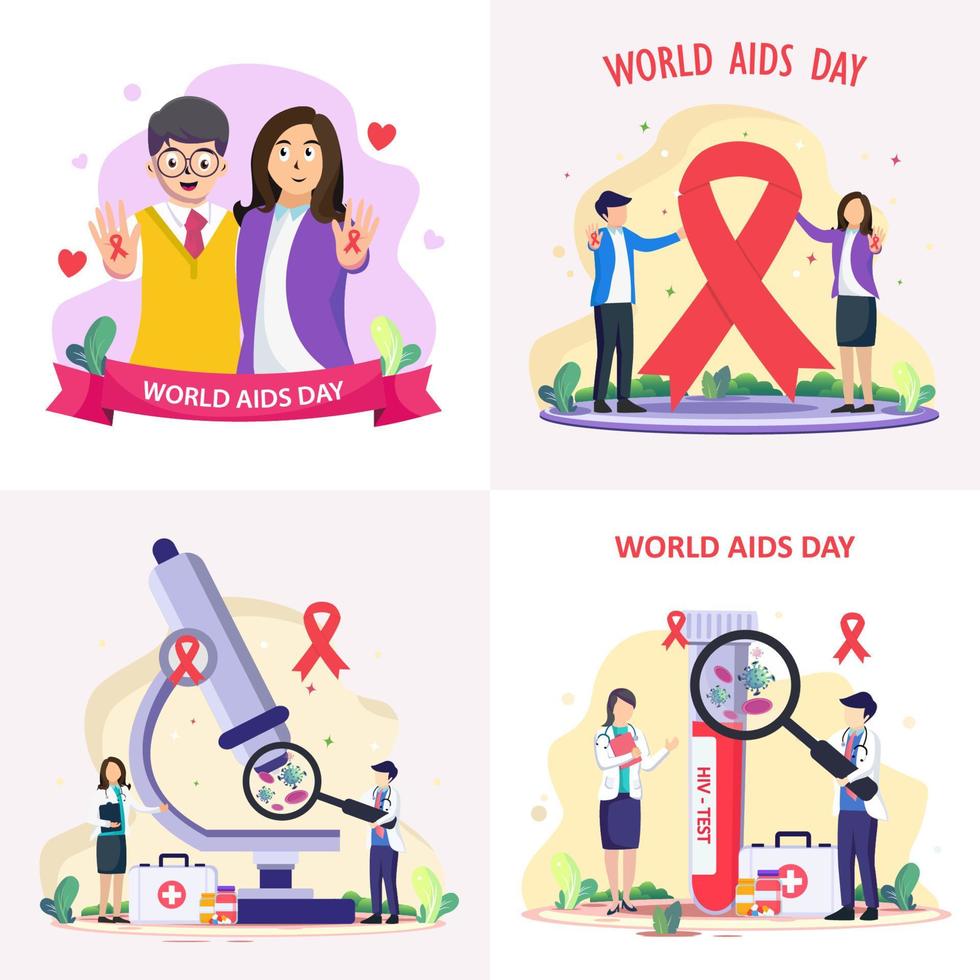 världen aids dag illustration koncept. platt stil vektormall lämplig för webbmålsida, bakgrund. vektor