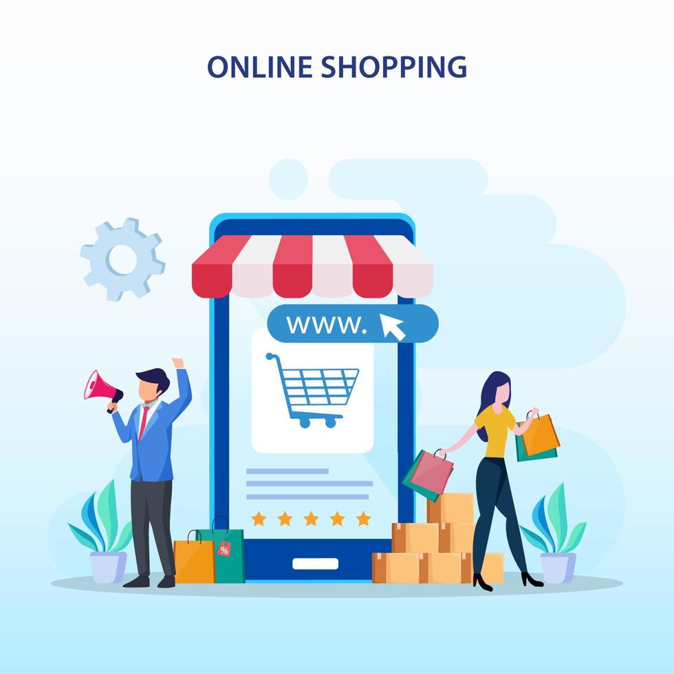 online shopping koncept vektor illustration. platt vektor mall