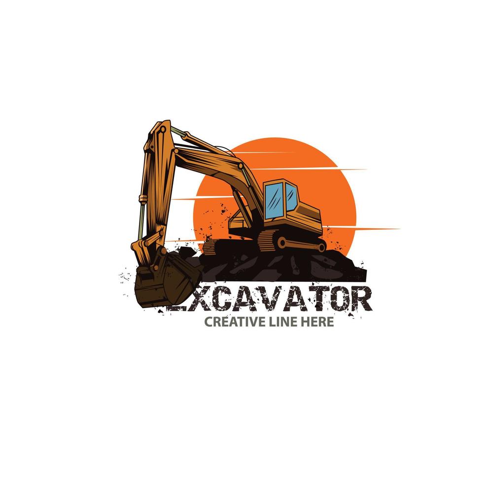 grävmaskins logotyp illustratör vektor