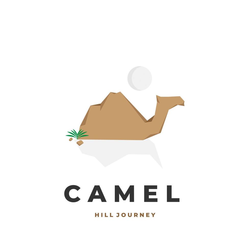 camel hill illustration logotyp med månen vektor