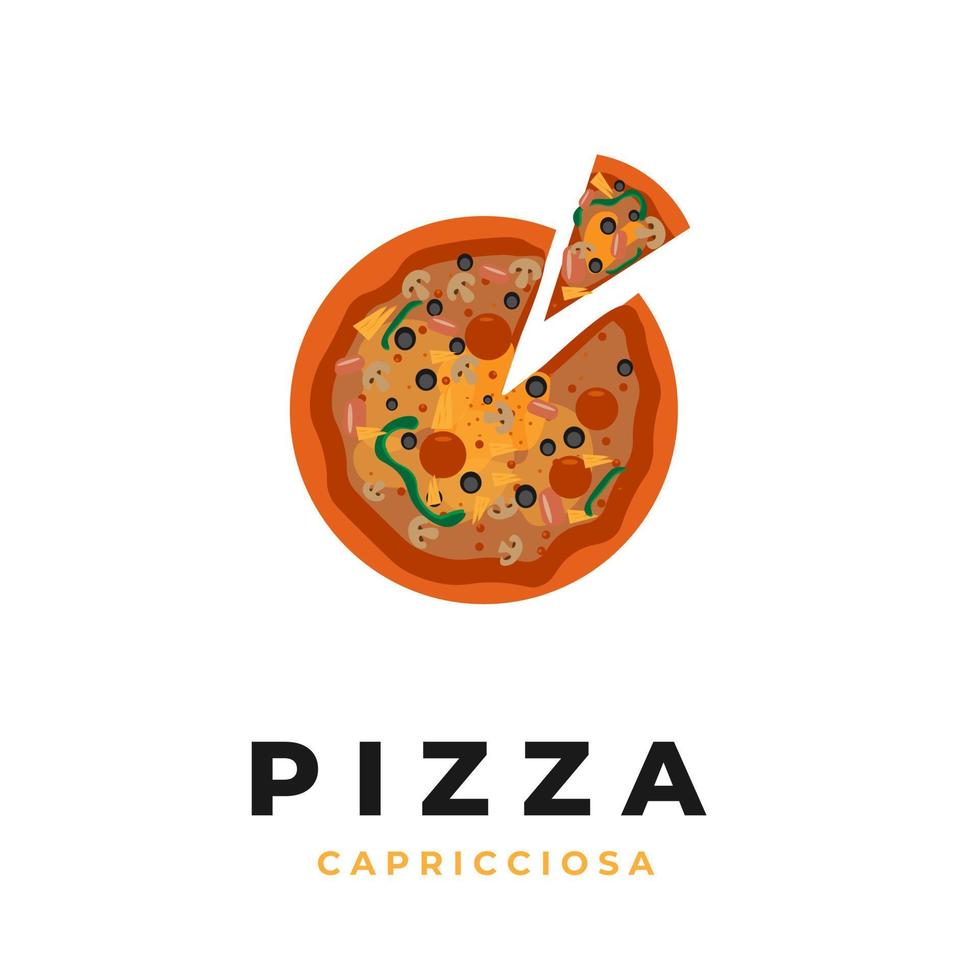 eine Scheibe Capricciosa-Pizza-Vektorillustration vektor