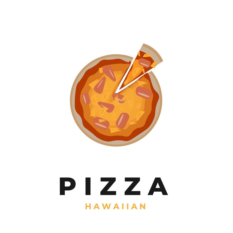 skiva hawaiisk pizza logotyp illustration vektor