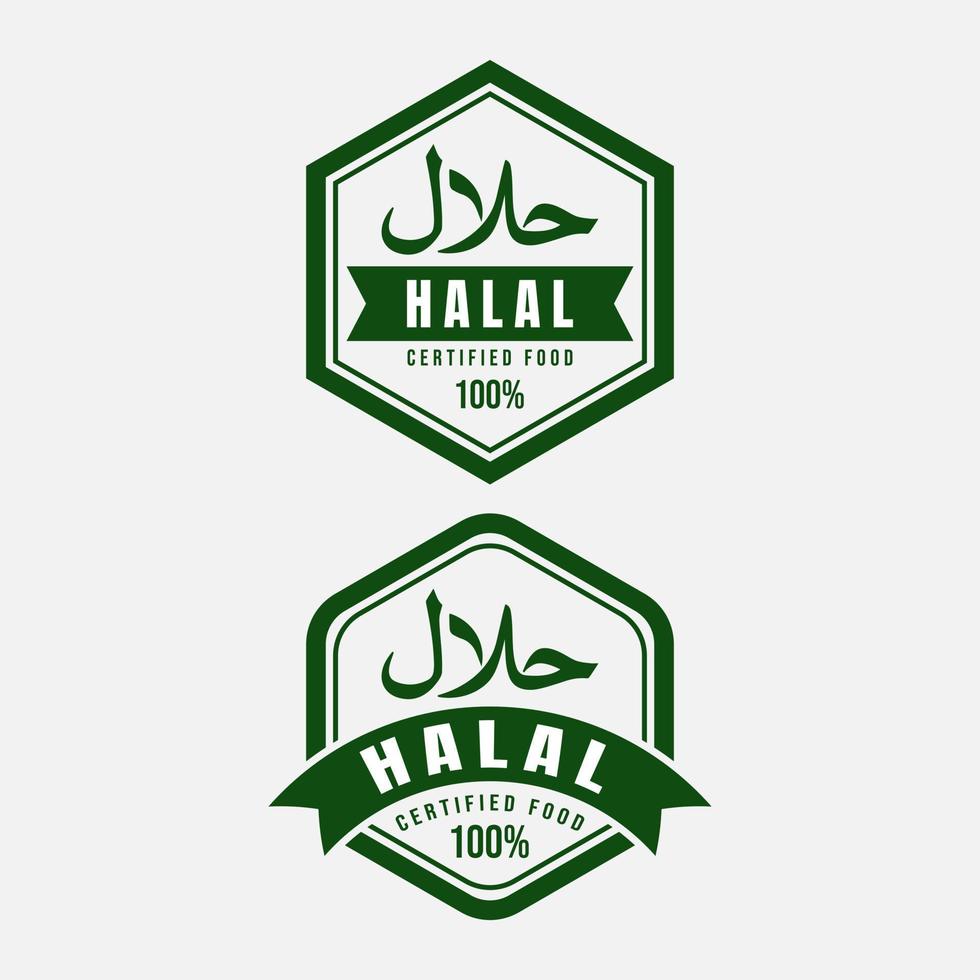 klassisches grünes Halal-Etikett mit flachem Design. - Vektor. vektor
