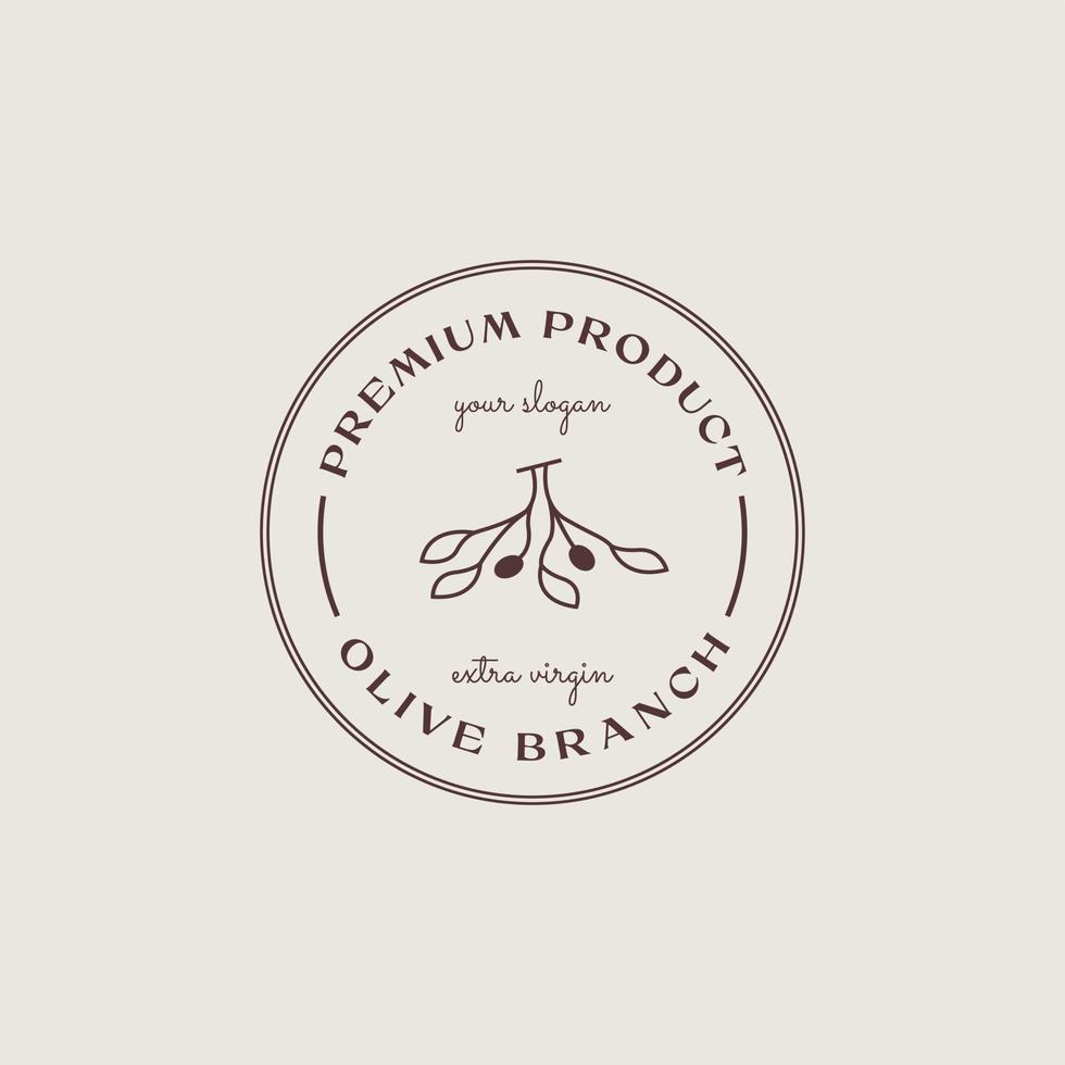 olivenzweig-logo-design-vorlage, olivenöl, olivenblatt, oliven-logo-kombination mit schöner typografie vektor