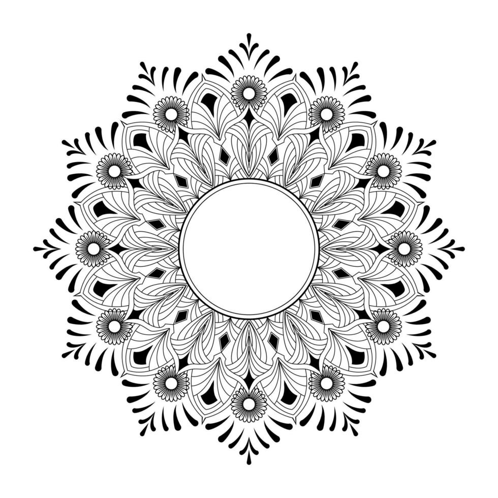 Vektor indischen Mandala-Design-Hintergrund. Gliederungsmandala für Malbuch