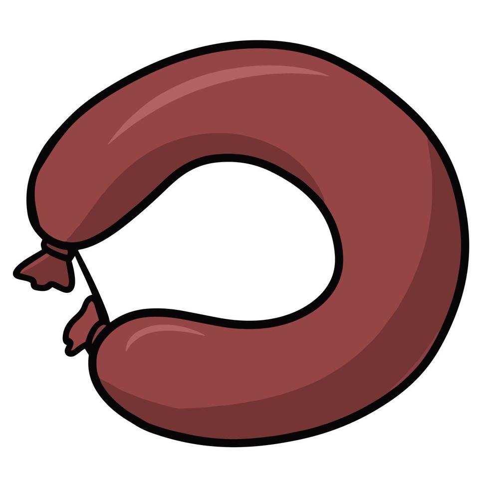rot geräucherte leckere Wurst in einen Ring gerollt, Vektor-Cartoon-Illustration auf weißem Hintergrund vektor