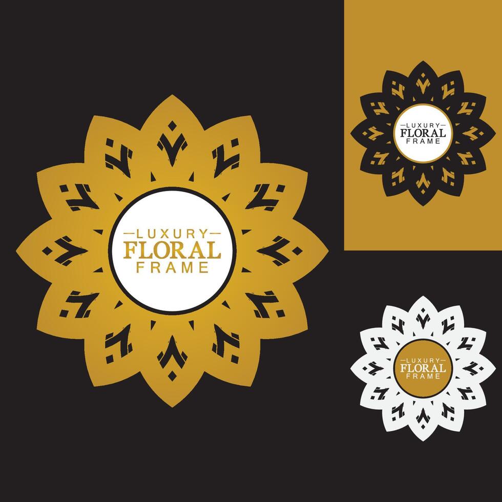 goldene runde Luxusverzierung, Blumendesign-Logo, goldene dekorative Vorlage, heraldisches Emblem, Geschäftsgrafiken, Modezeichen vektor