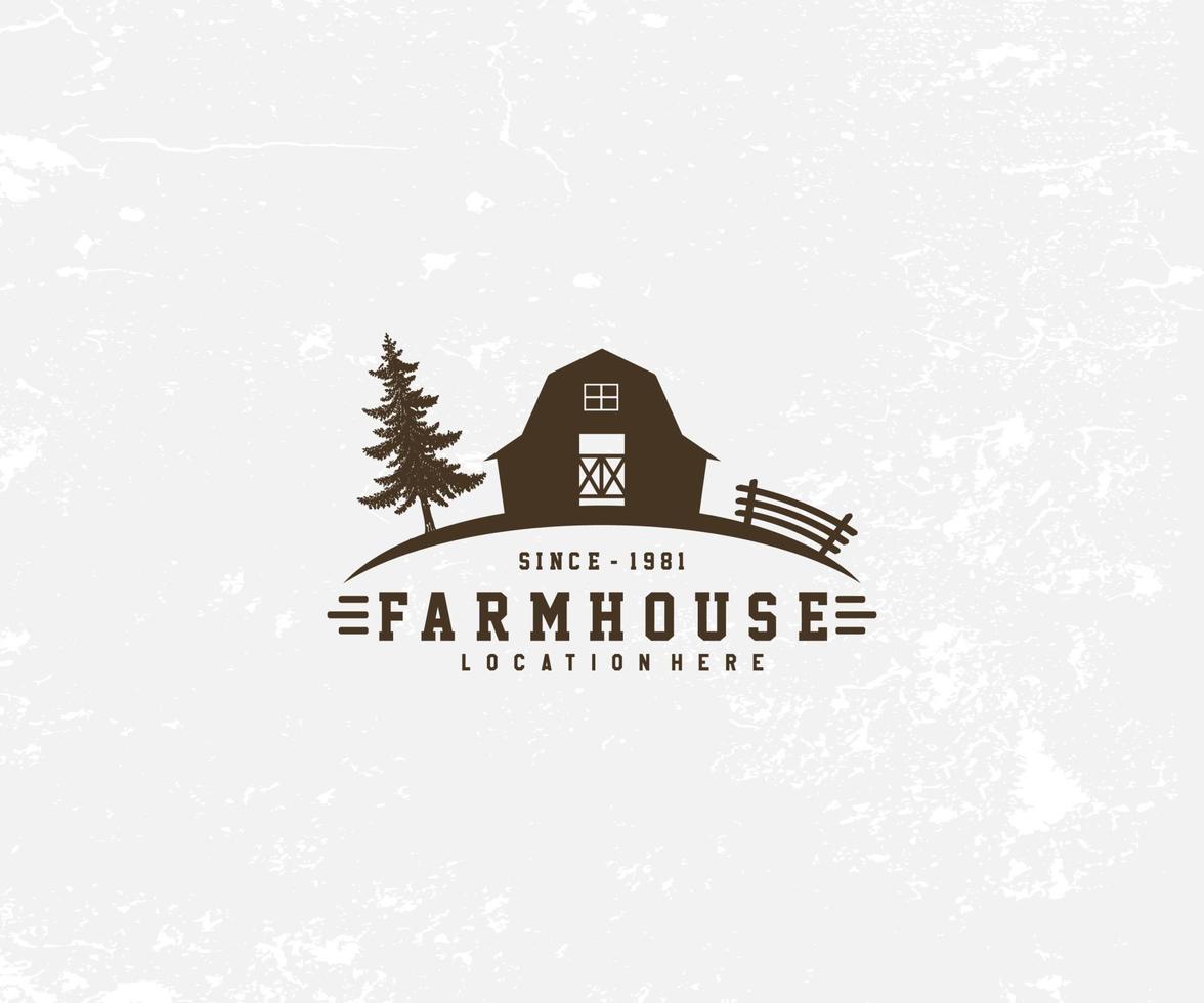 gård ranch med paddock logotyp häst logotyp design grafisk vektorbild vektor