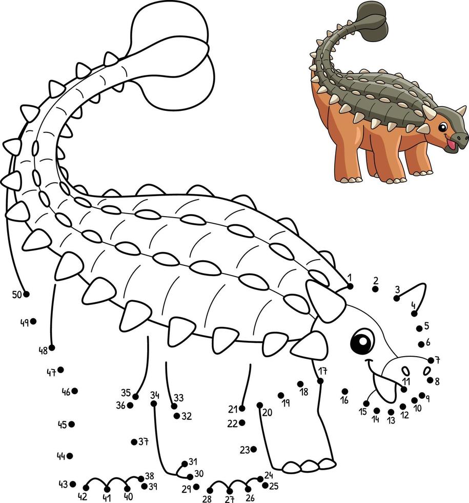 Punkt-zu-Punkt-Ankylosaurus-Dinosaurier-Färbung isoliert vektor