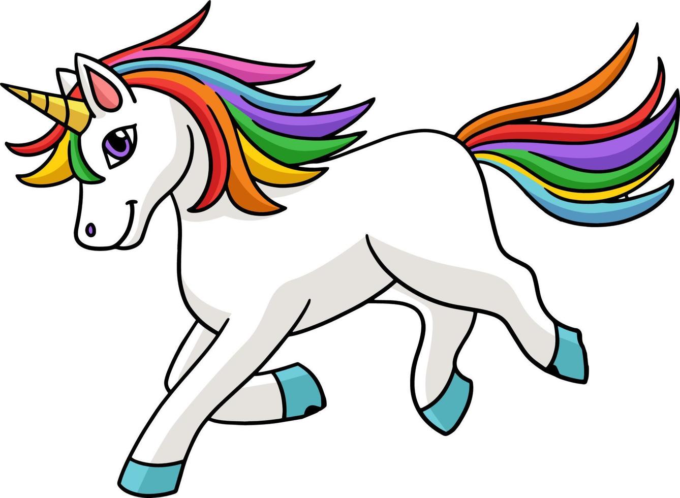 einhorn, das karikaturfarbene clipart spielt vektor