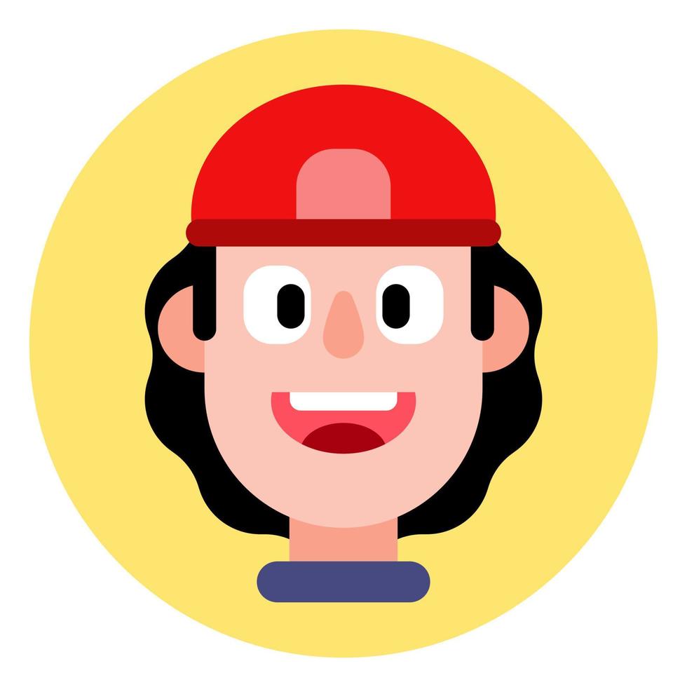 pojke platt design avatar tecknad med en keps för profilbild vektor