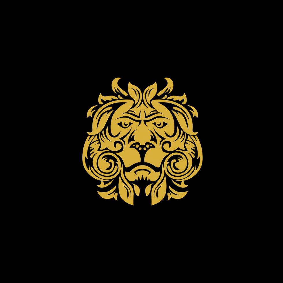 Löwenlogo-Symbol mit goldenem Gesicht und luxuriösem Haar vektor