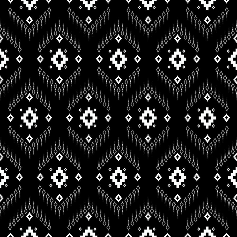 geometrisches ethnisches texturstickdreieck auf dunkelblauem hintergrund für mode und tapeten, kleidung, rock, teppich, verpackung, batik, stoff, textur, nahtloser vektor, illustrationsstil vektor