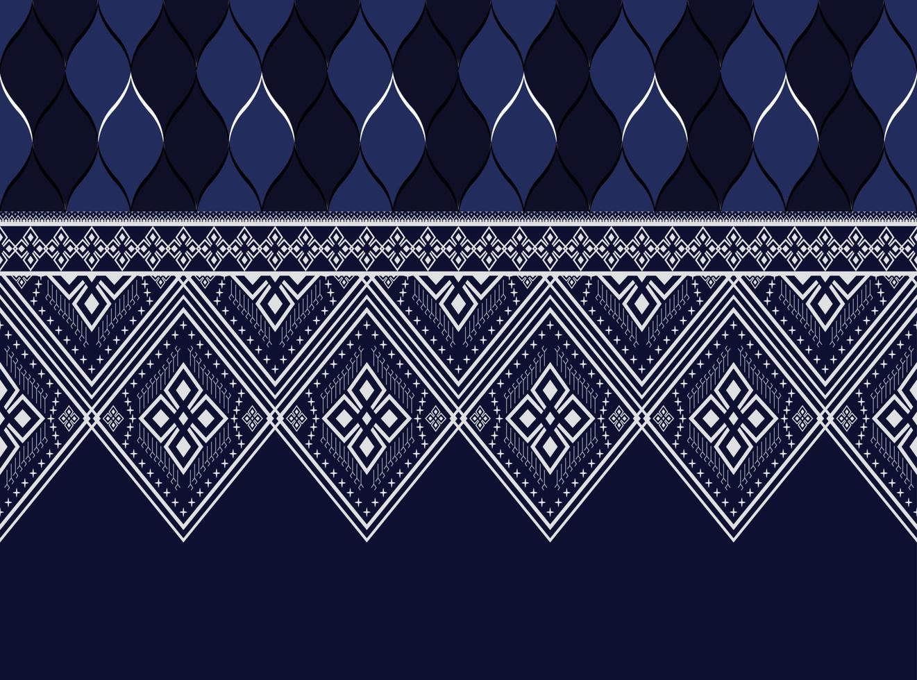 dunkelblaues geometrisches ethnisches muster für hintergrund oder tapete und kleidung, rock, teppich, tapete, kleidung, verpackung, batik, stoff, kleidung, mit dunkelblauem dreieckvektor, illustration vektor
