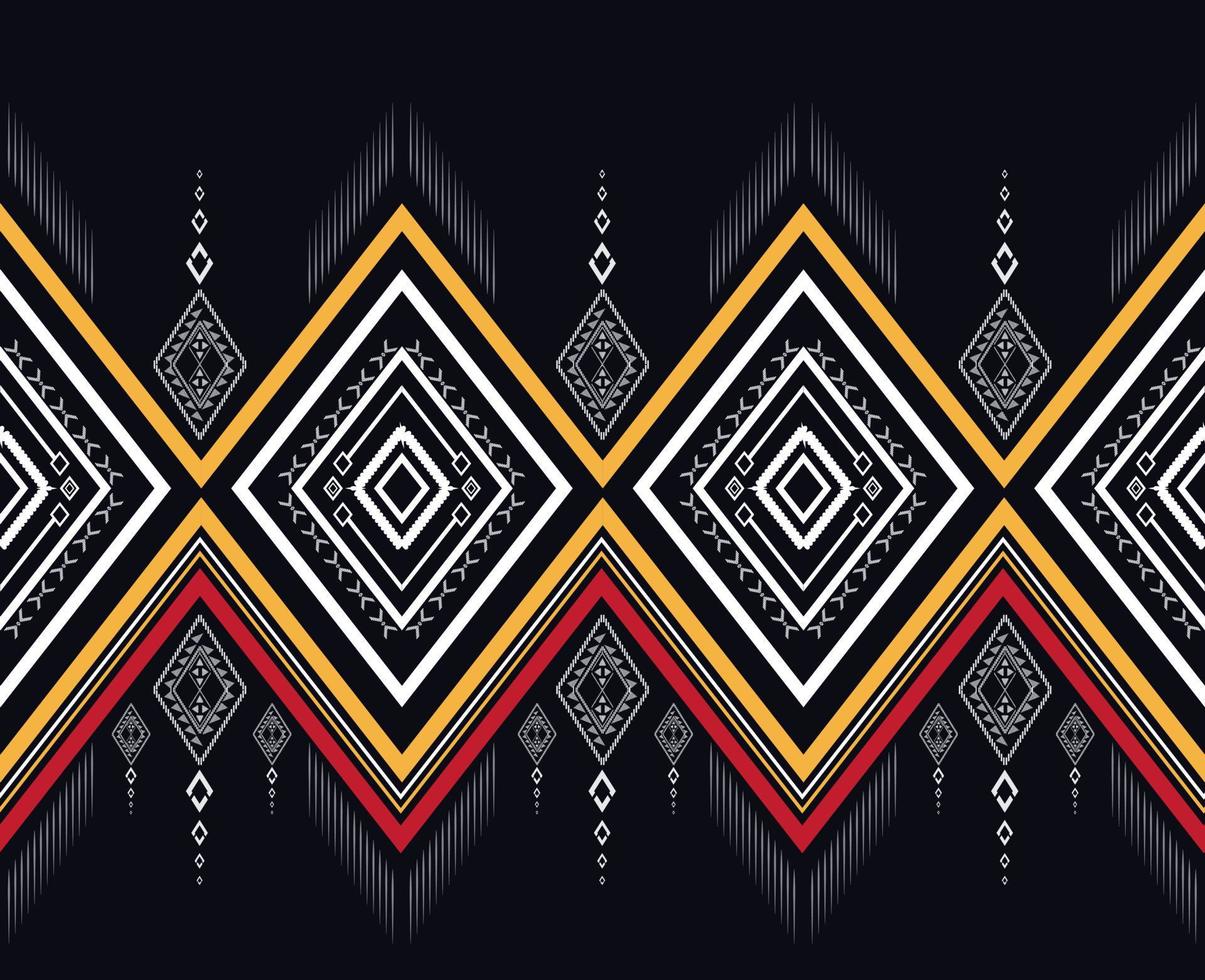 geometrisches ethnisches Muster traditionelles Designmuster verwendet für Rock, Teppich, Tapete, Kleidung, Verpackung, Batik, Stoff, Kleidung, Mode, dunkle Vektorgrafik-Stickerei-Textur-Stil vektor