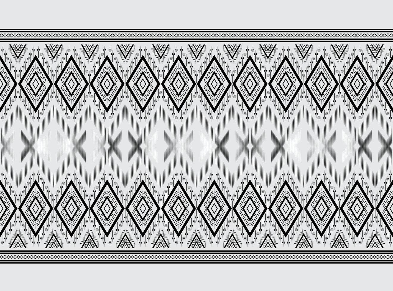 geometrische ethnische Muster traditionelle schwarz-weiße Textur für Rock, Teppich, Tapete, Kleidung, Verpackung, Batik, Stoff, Kleidung, Blatt gelber Hintergrundvektor, Illustration Stickmuster Design vektor