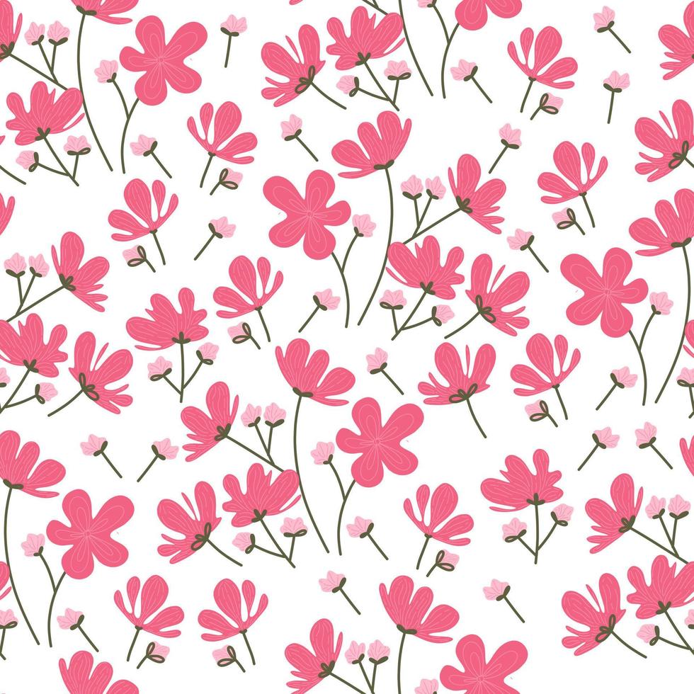 rosa blühende frühlingsblume nahtloses muster vektor