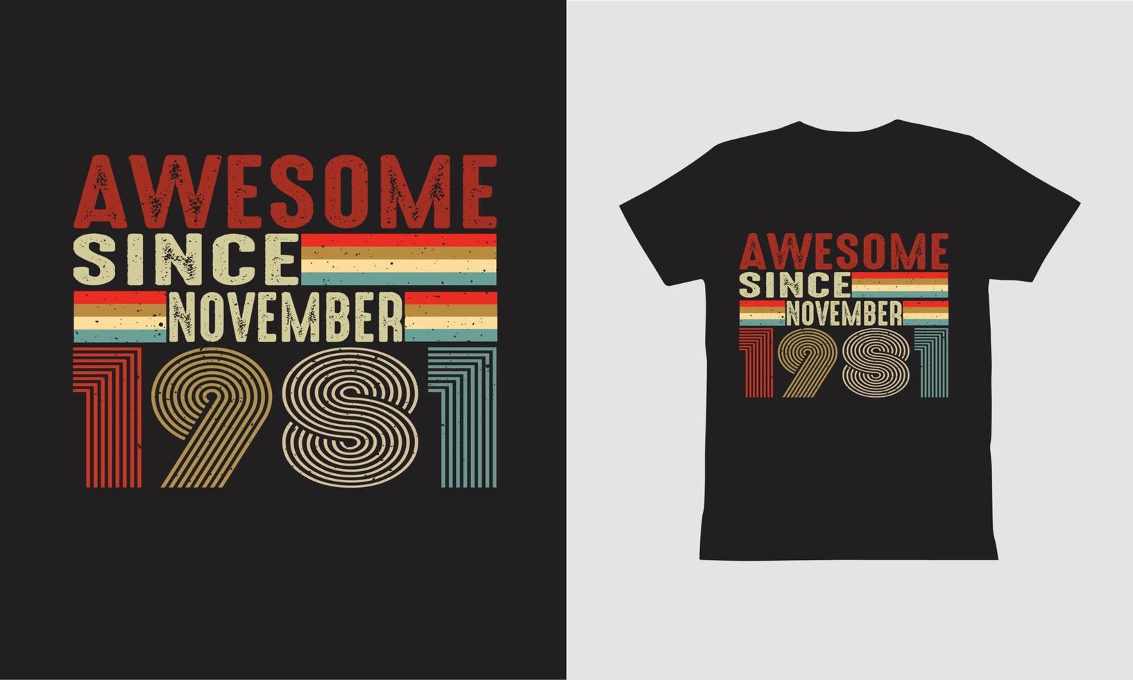 fantastisk sedan november 1981 t-shirtdesign. vektor