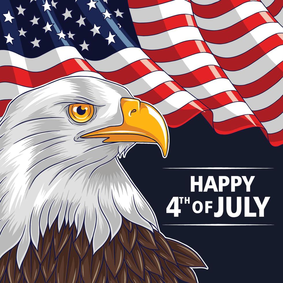 eagle head och USAs flagga för den 4 juli vektor