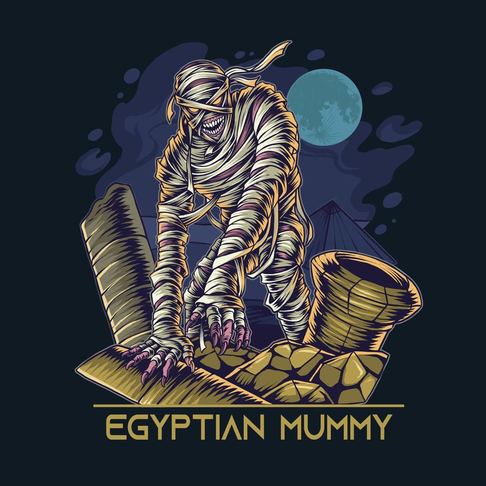 gruseliges Konzept der ägyptischen Mumie vektor