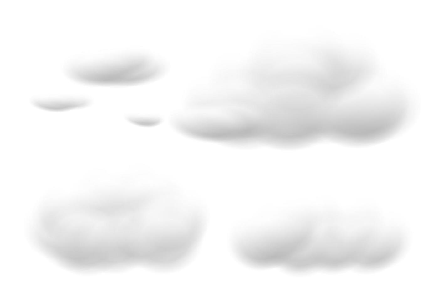 uppsättning realistiska moln på vit bakgrund vektor