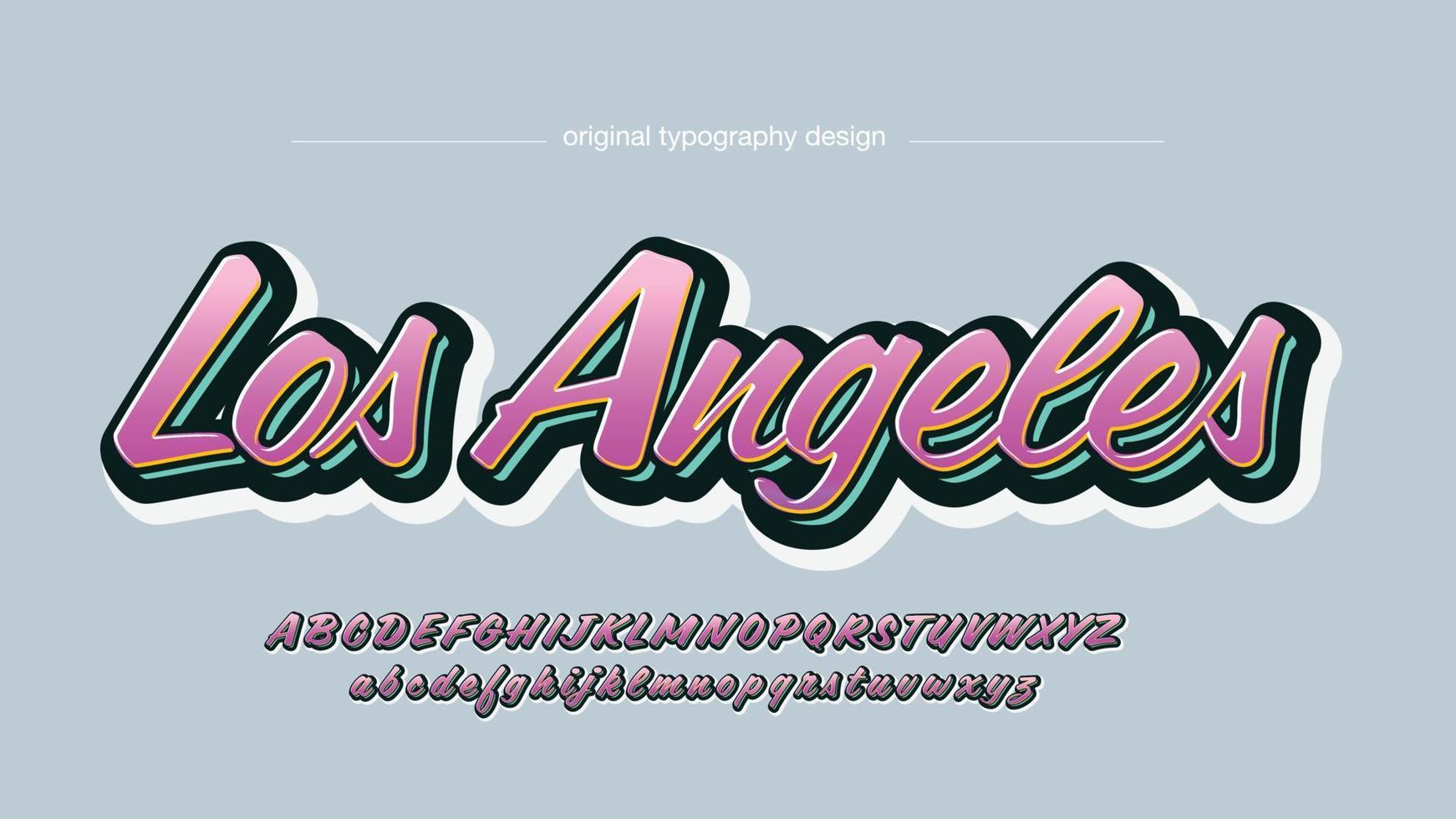 rosa modern 3d kursiv klistermärke stil typografi vektor