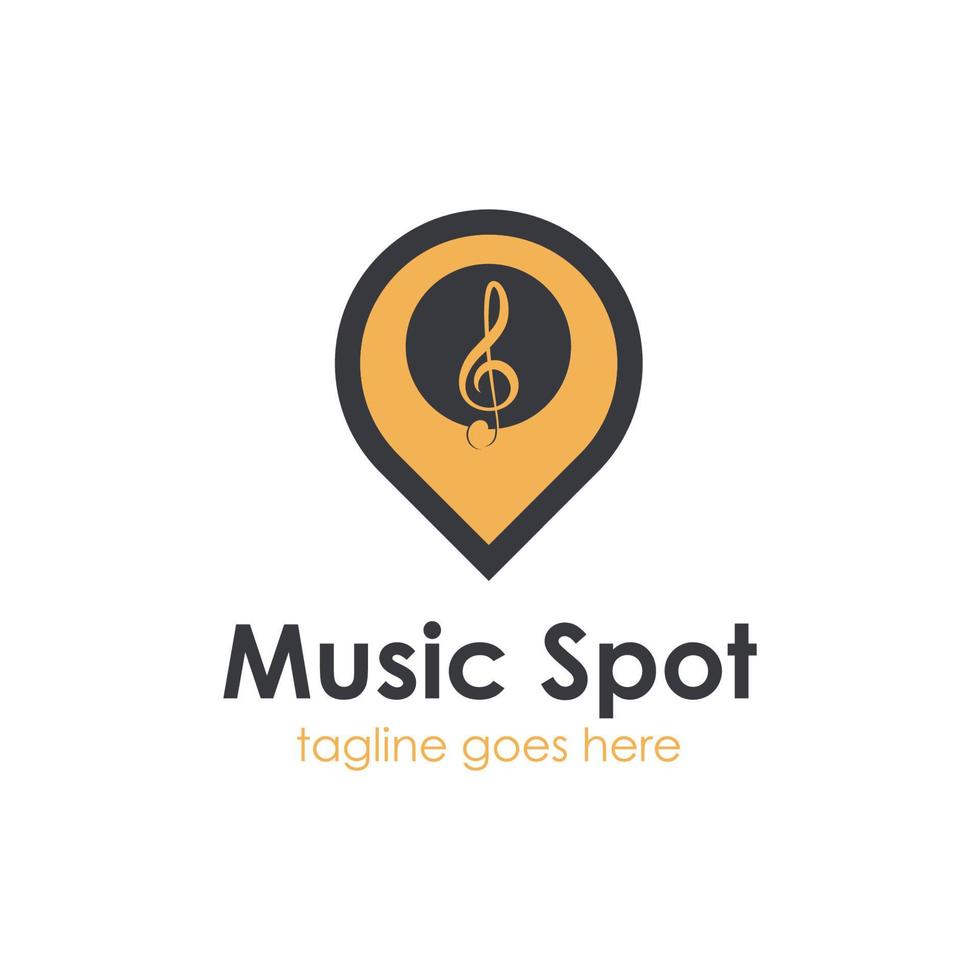 Musik-Spot-Logo-Design-Vorlage, mit Standortsymbol, einfach und einzigartig. perfekt für Business, Firma, Handy, App, etc. vektor