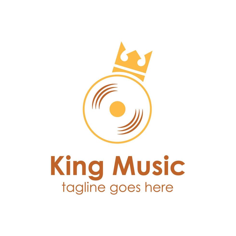 King Music Logo Design-Vorlage mit Kronensymbol, einfach und einzigartig. Perfekt für Geschäft, Firma, Geschäft usw. vektor