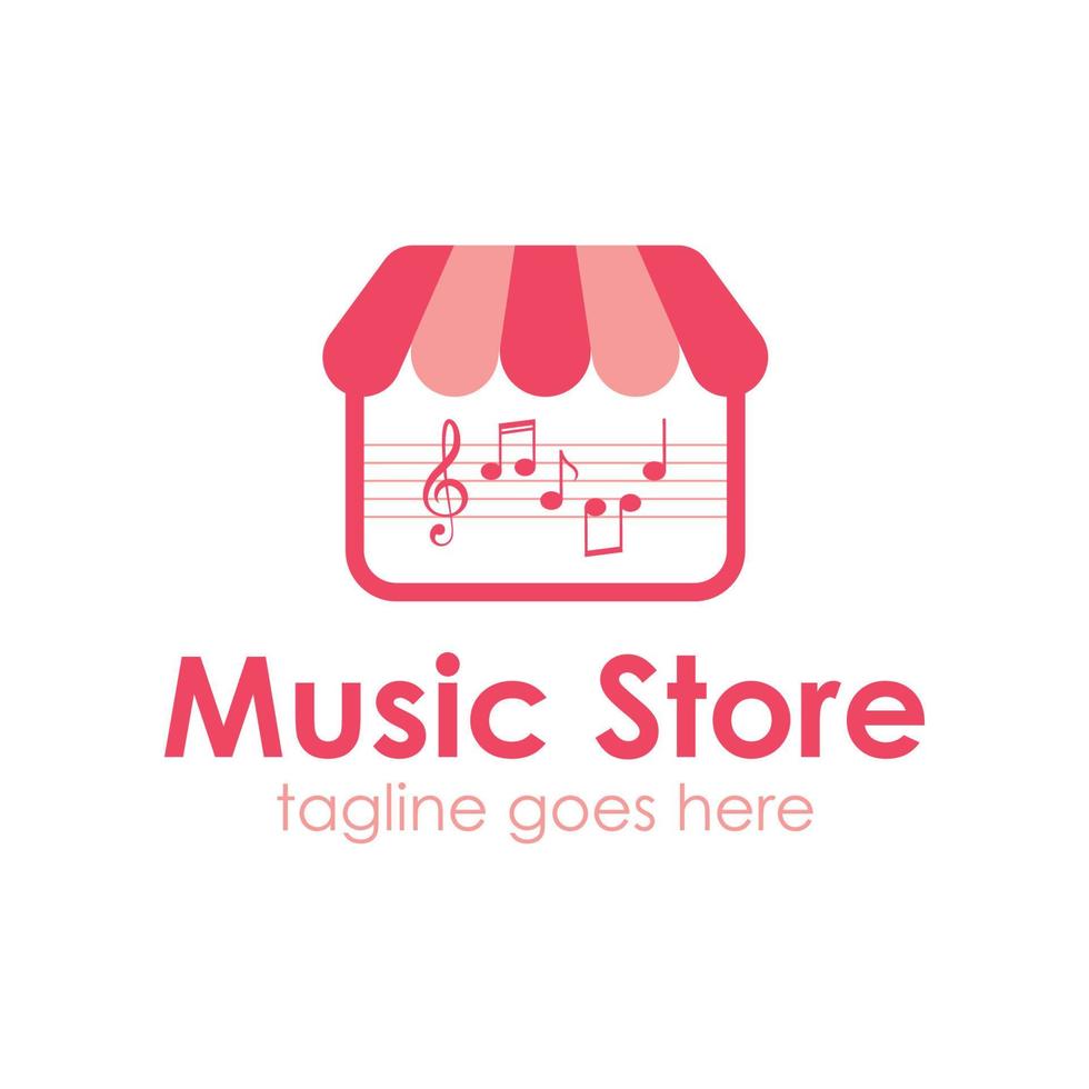 Musikgeschäft-Logo-Design-Vorlage mit Store-Symbol, einfach und einzigartig. perfekt für Geschäft, Unternehmen, Markt, Web, App, Handy usw. vektor