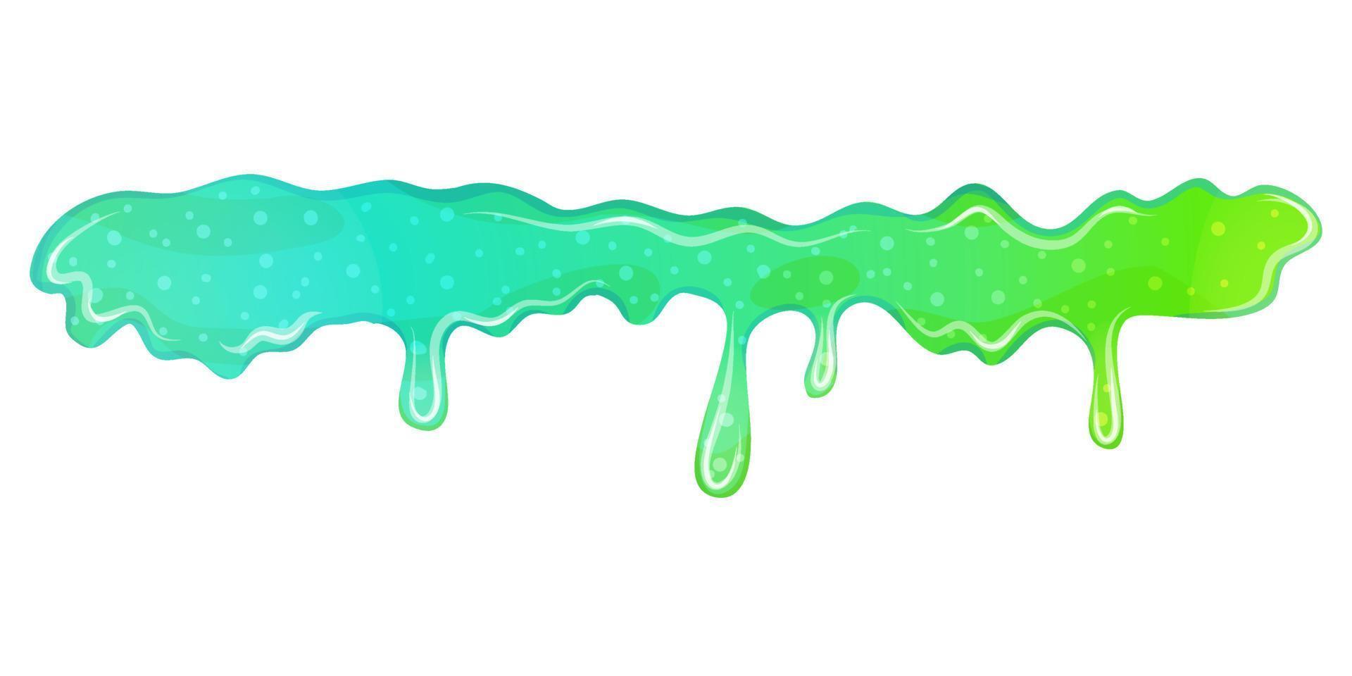 tropfende grüne Schleime isoliert. Schleimspritzer, Schleimfluss. grünes buntes Gelee zum Spielen. Cartoon-Vektor-Illustration. vektor