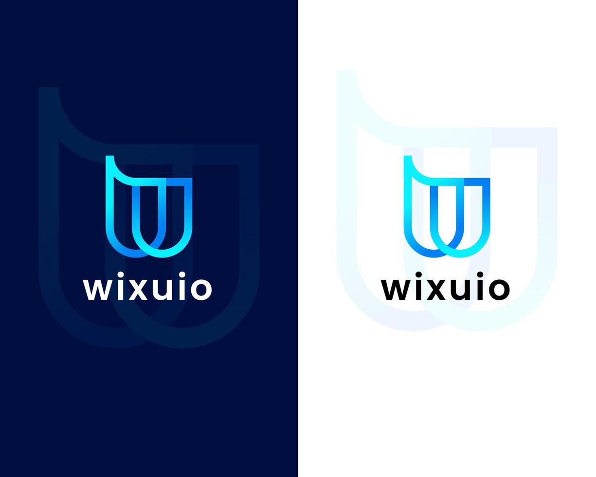 bokstaven w och u modern logotyp designmall vektor