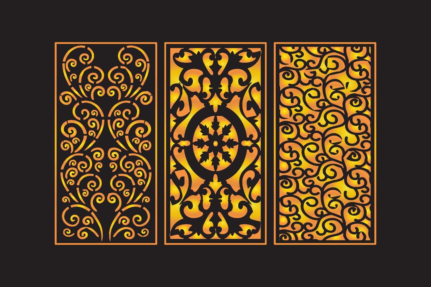 dekorativa stansade blommiga sömlösa abstrakta mönster laserskurna paneler guld mall vektor