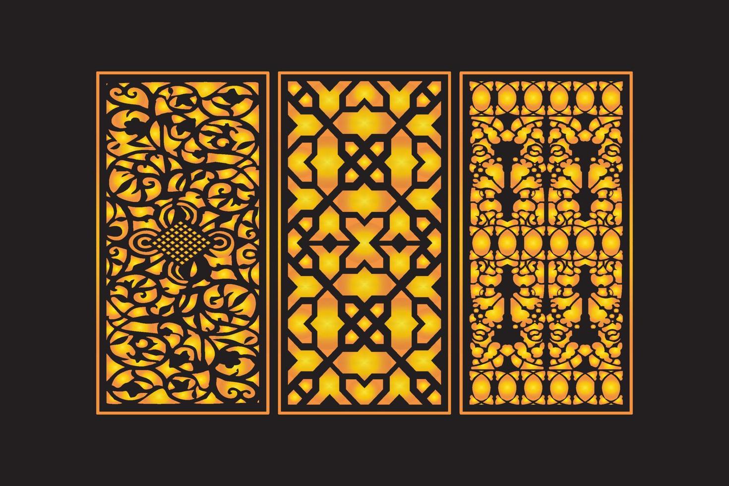 dekorative gestanzte florale nahtlose abstrakte Muster lasergeschnittene Paneele Goldschablone vektor