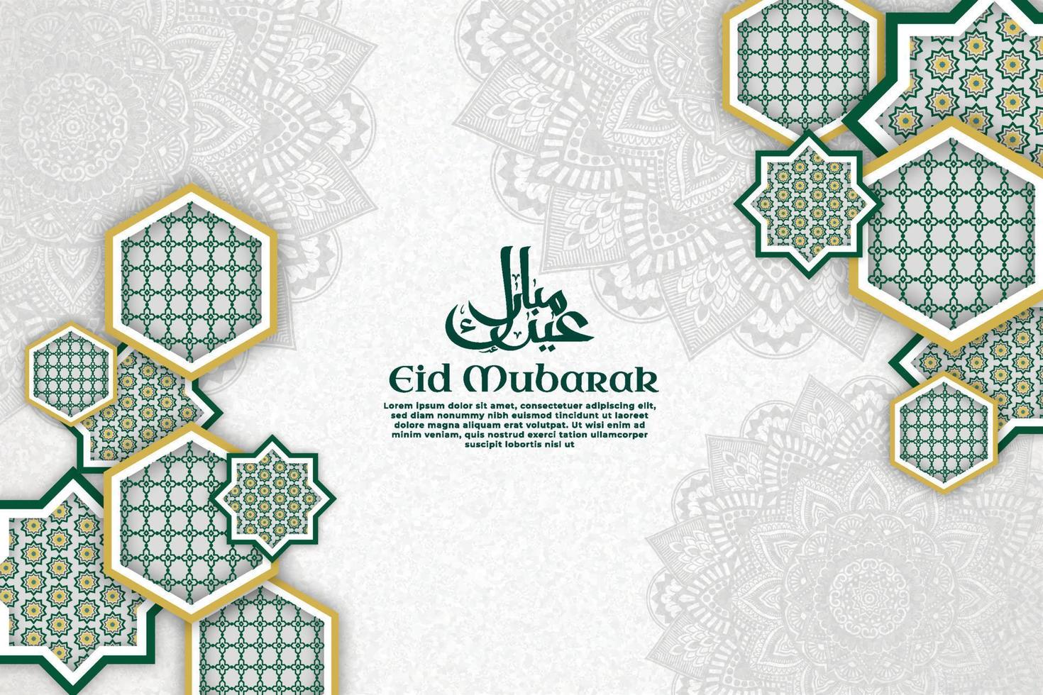 eid mubarak kalligrafie hintergrund mit ornament dekorativ vektor