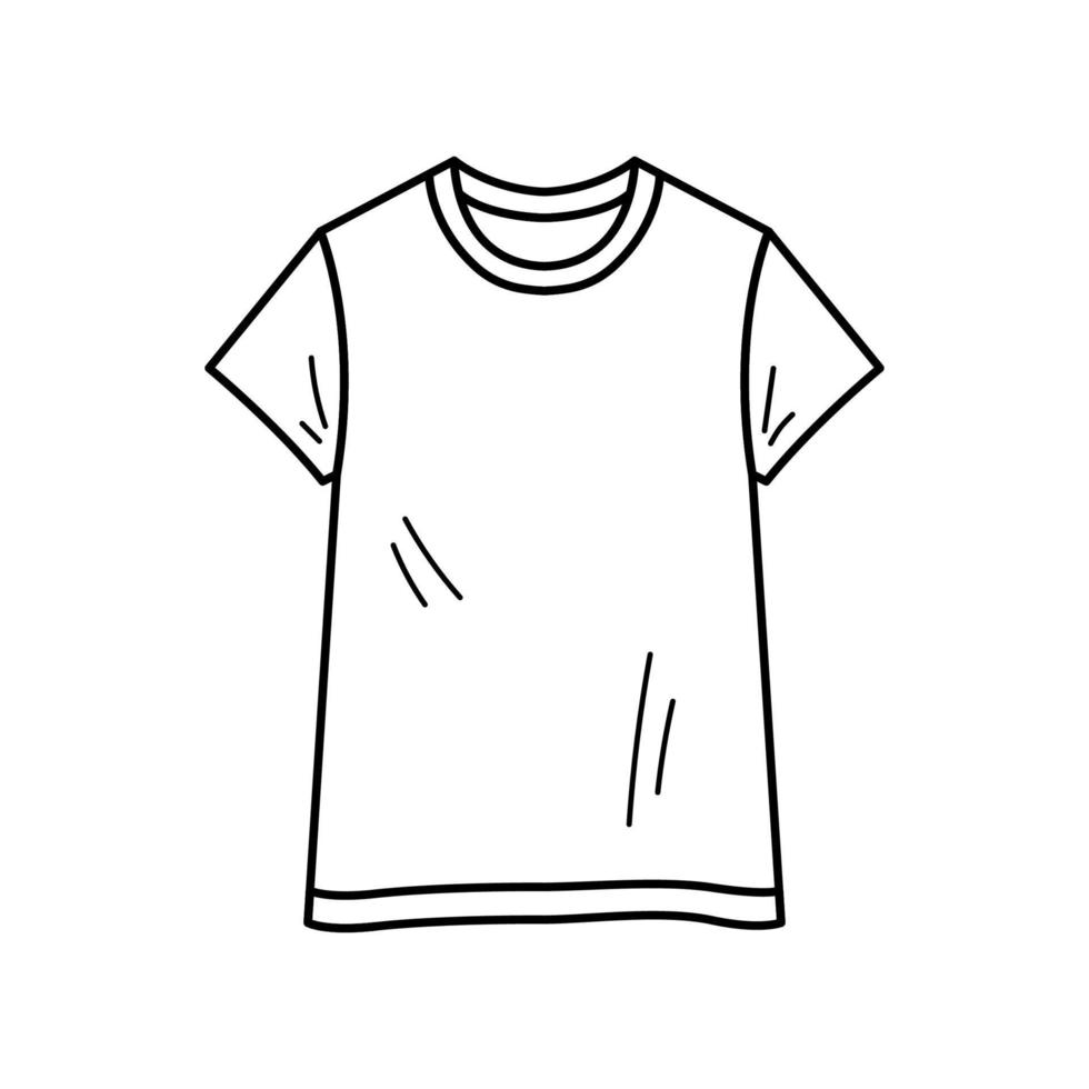 handritad ikon av t-shirt. kontursymbol. vektor illustration i doodle skiss stil.