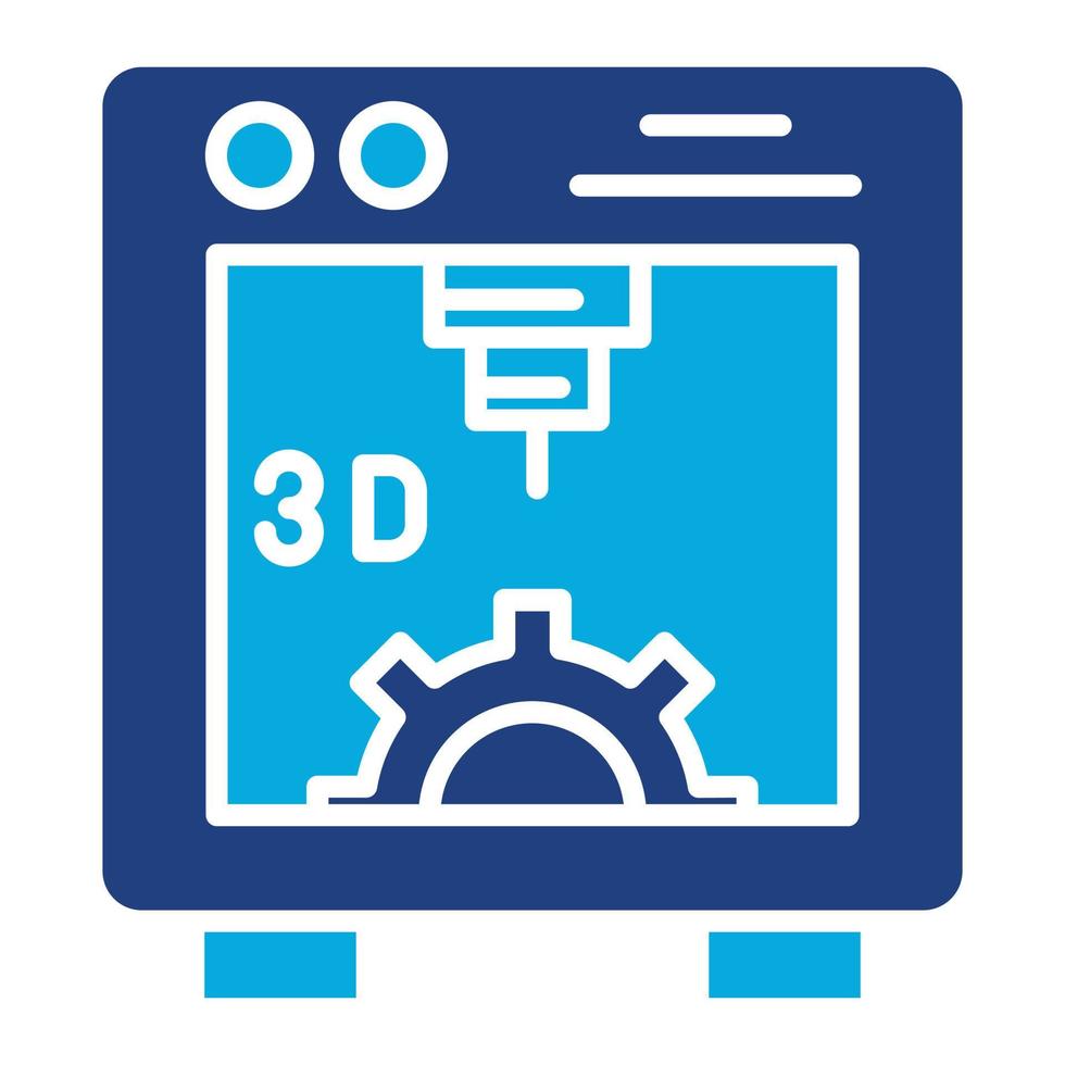 3D-skrivare glyf två färg ikon vektor
