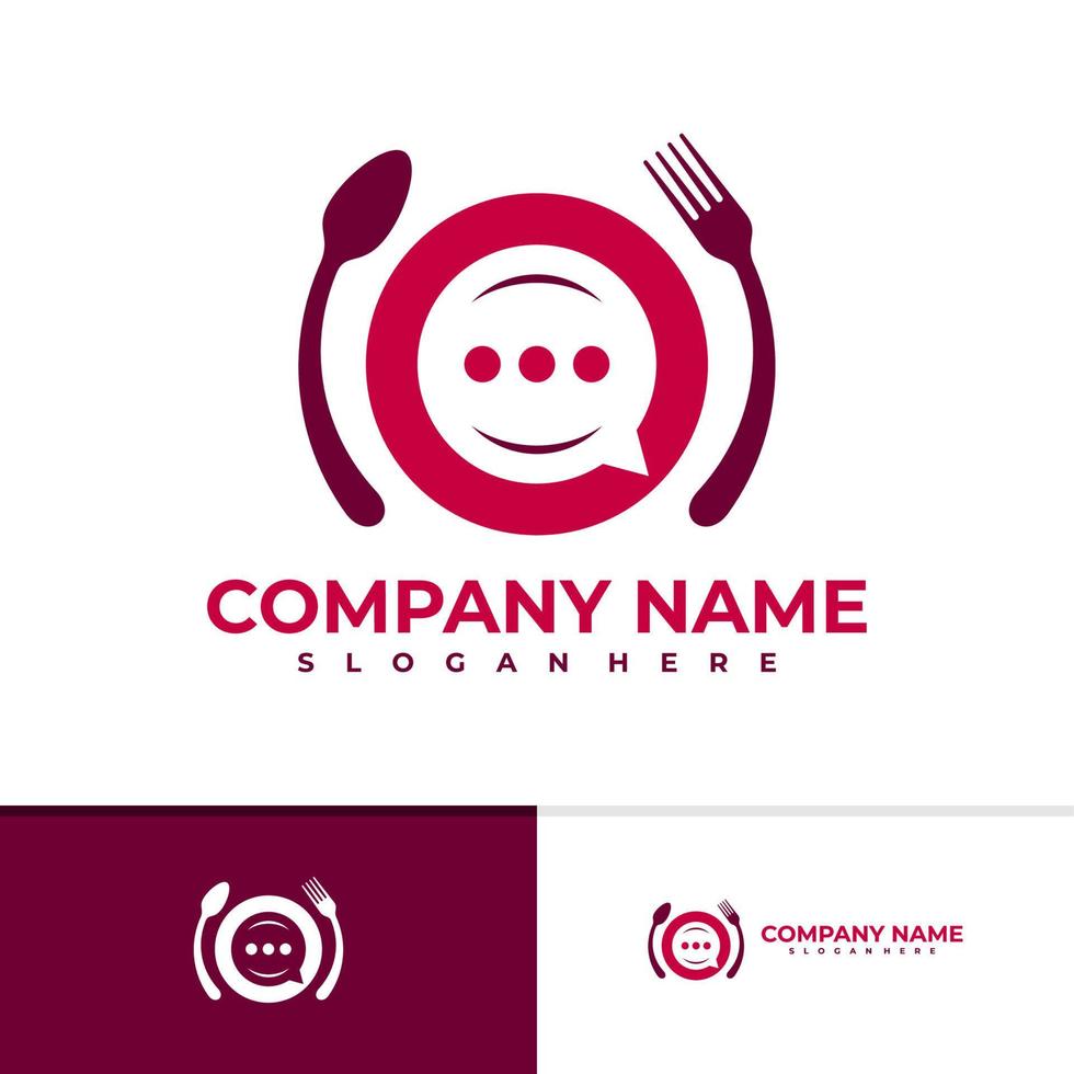 food chat logotyp vektor mall, kreativ mat chat logo designkoncept