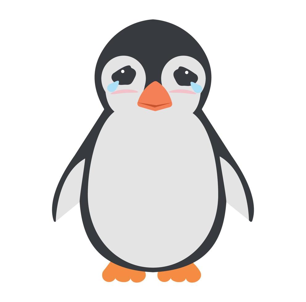 söt pingvin gråter tecknad illustration vektor