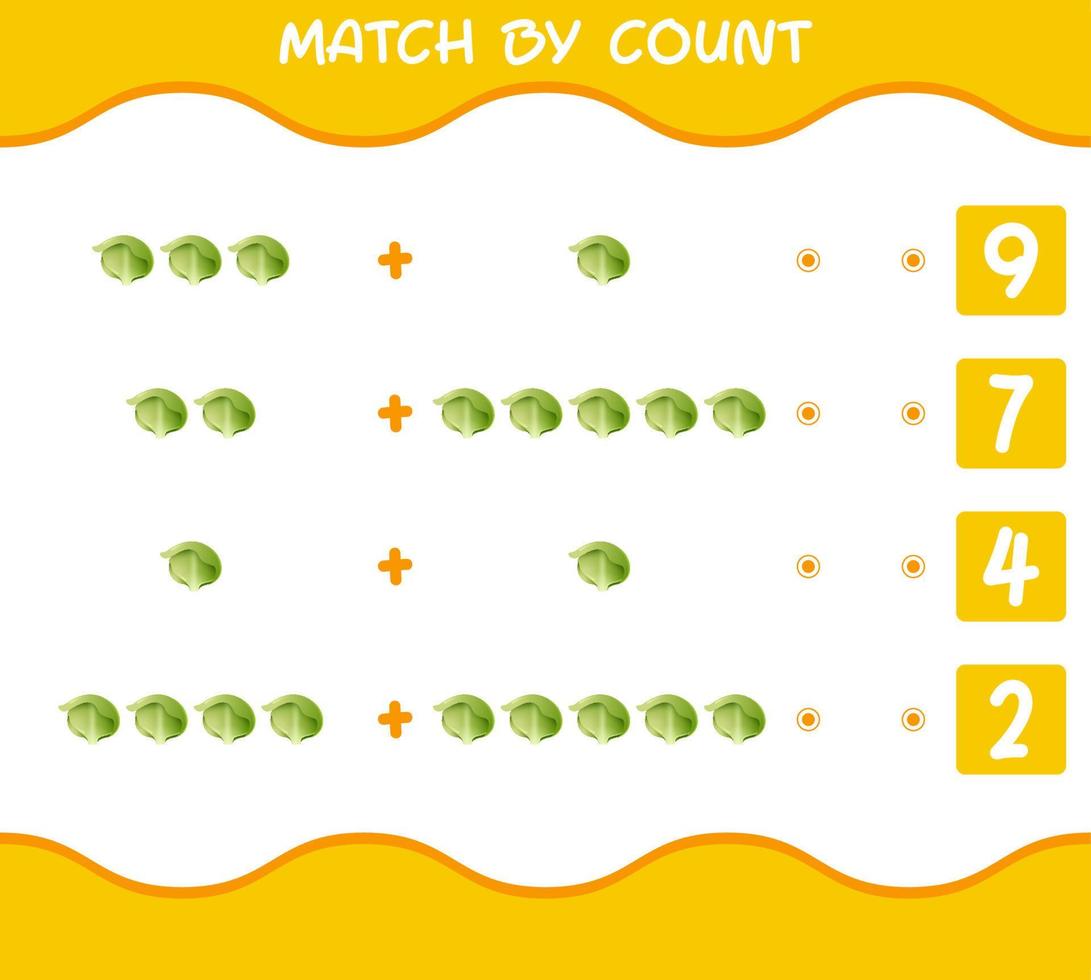 match efter antal av tecknad isbergssallat. match och räkna spel. pedagogiskt spel för barn och småbarn i förskoleåldern vektor