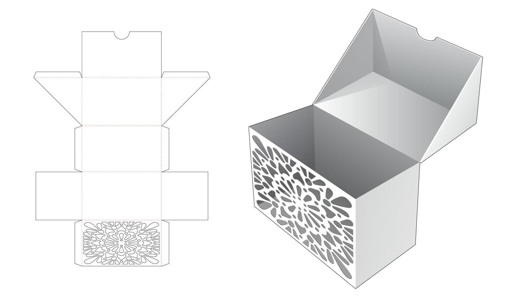 Flip-Box aus Pappe mit versteckter, schablonierter Mandala-Stanzschablone vektor