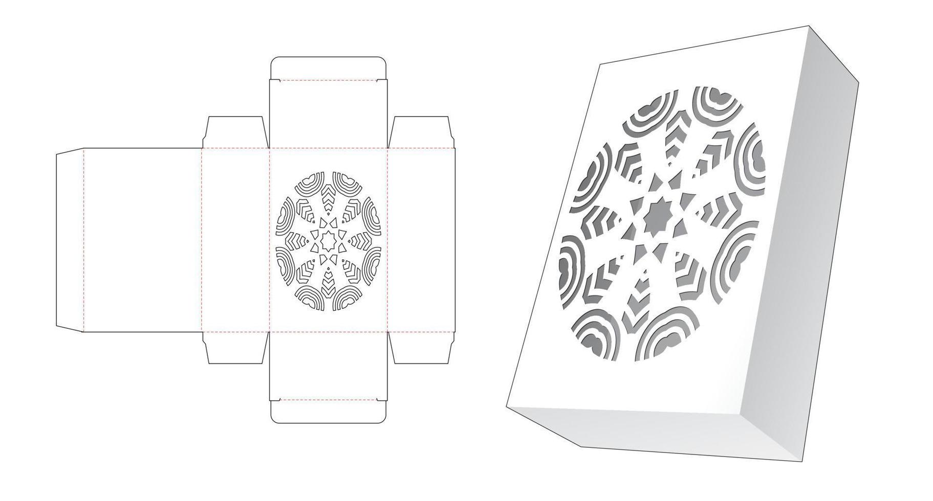 Box und schablonierte Mandala-Fenster-Stanzschablone vektor