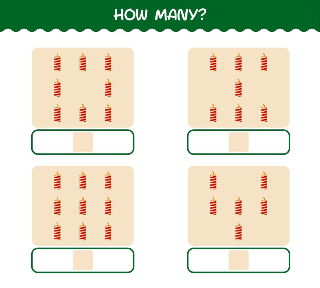 hur många tecknade julljus. räknespel. pedagogiskt spel för barn och småbarn i förskoleåldern vektor
