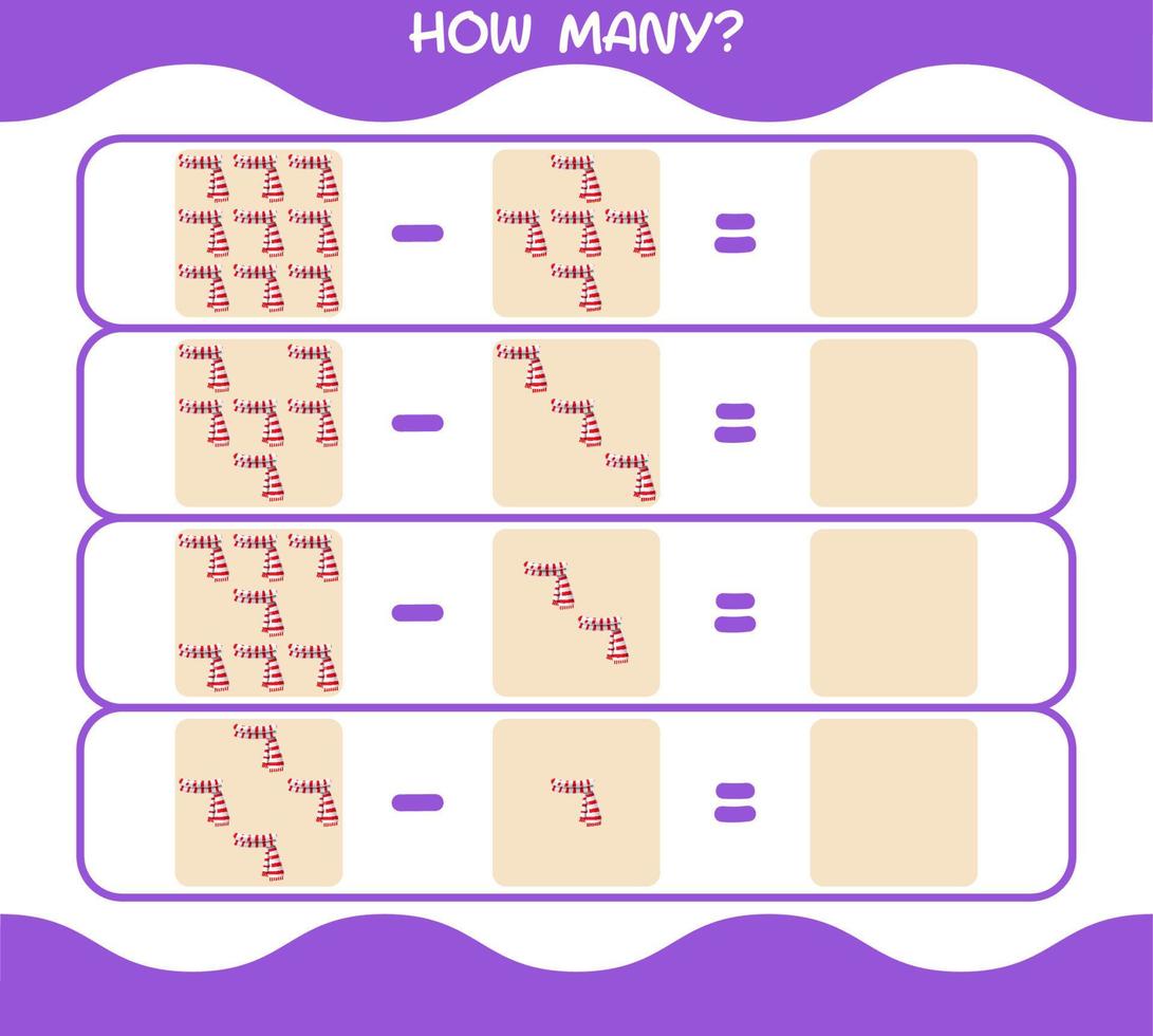 hur många tecknade halsdukar. räknespel. pedagogiskt spel för barn och småbarn i förskoleåldern vektor