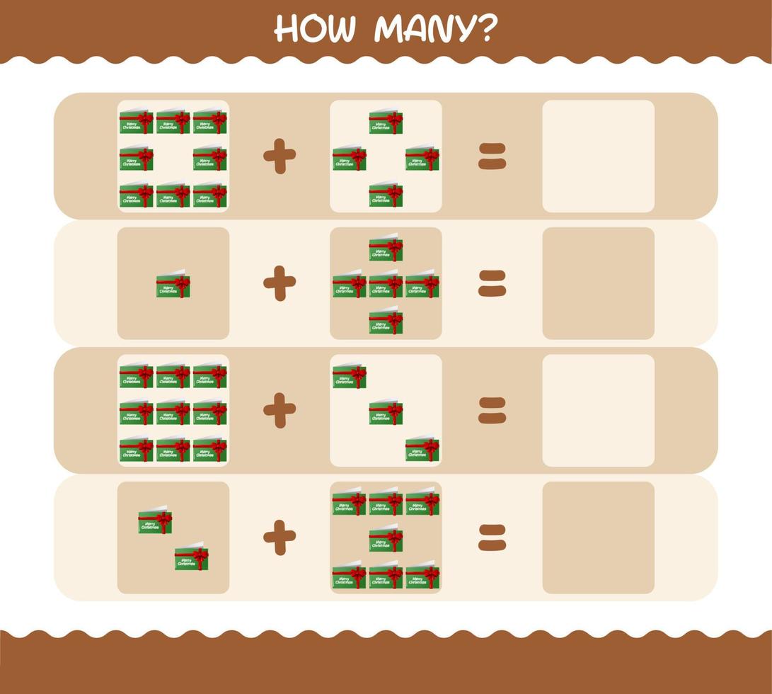 hur många tecknade julkort. räknespel. pedagogiskt spel för barn och småbarn i förskoleåldern vektor