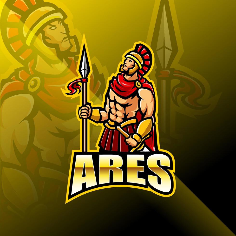 ares eSport-Maskottchen-Logo-Design vektor